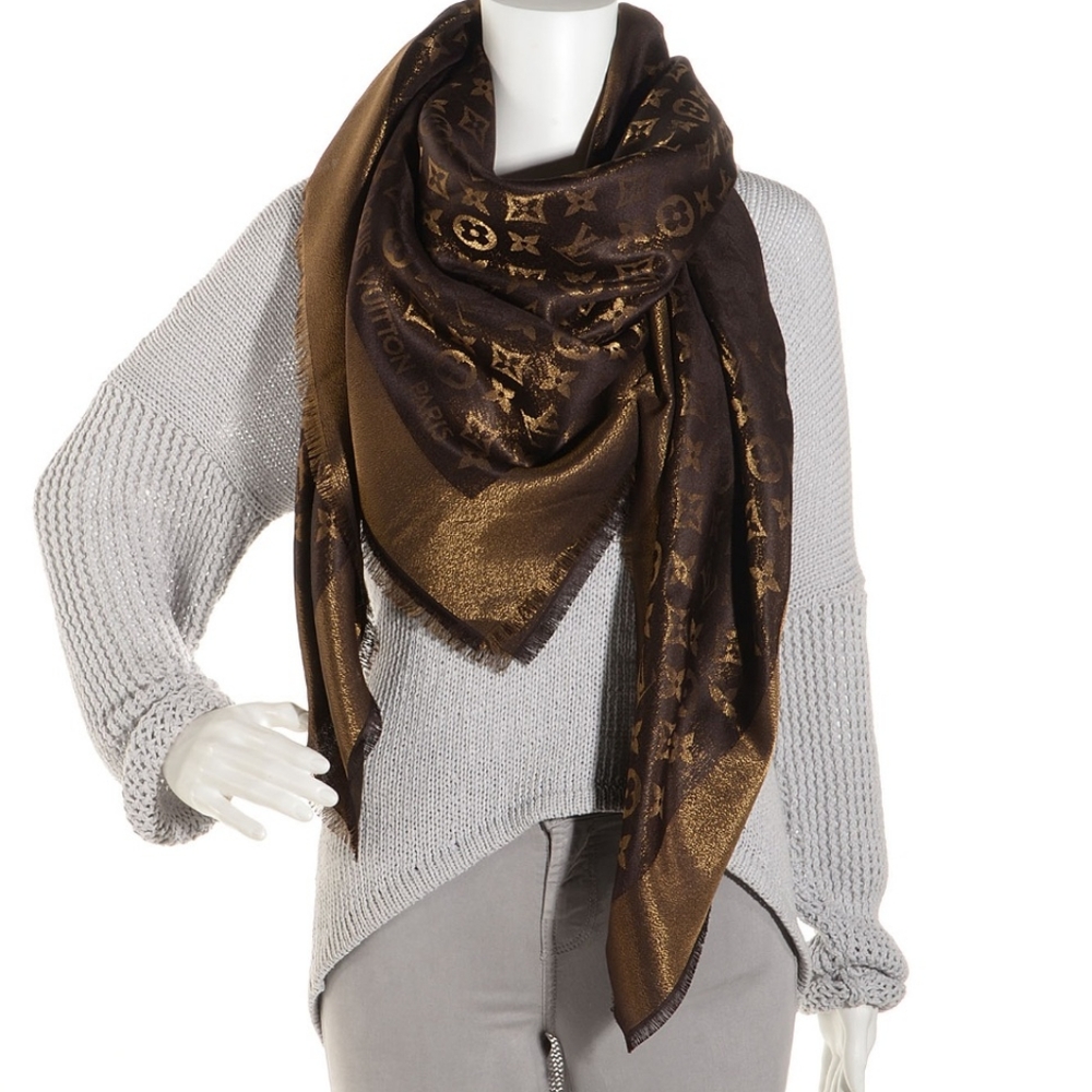 Louis Vuitton Shine Shawl Monogram Brown Brand New - Picture 3 of 7